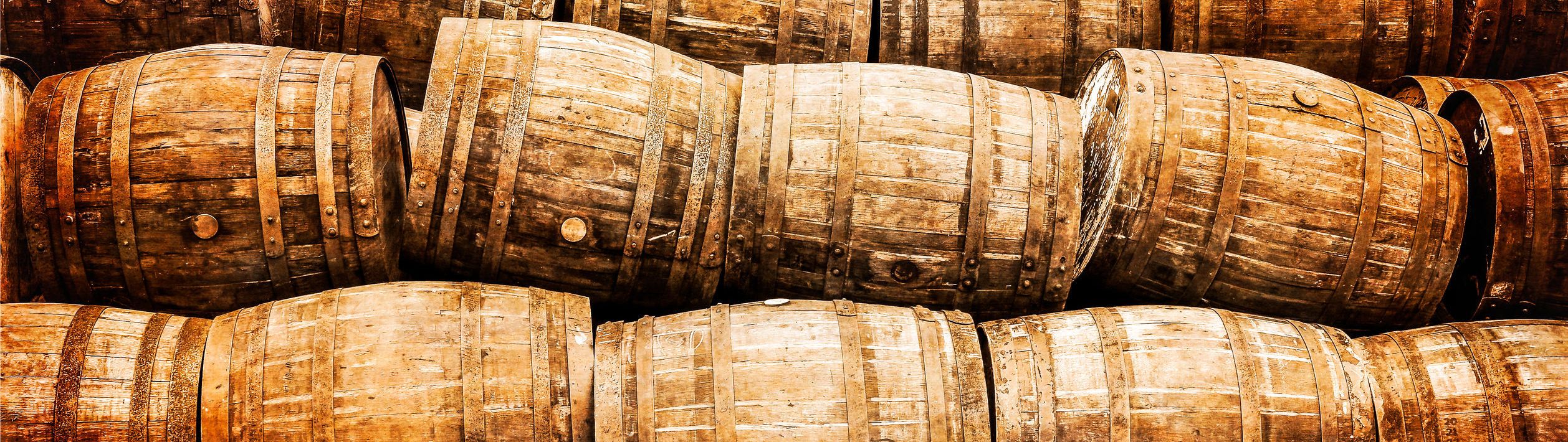 Barrels for aging spirits at distilleries