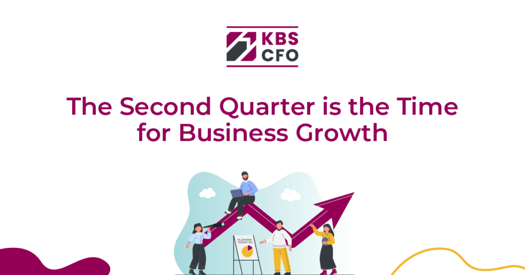 Second quarter is a time for growth, people on an arrow going up